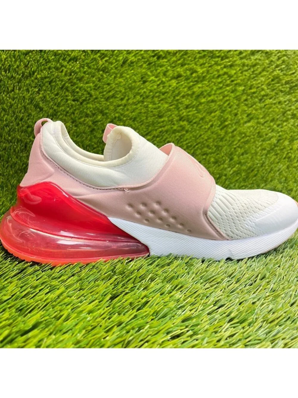 Nike Air Max 270 Extreme GS Girls Size 7Y White Pink Athletic Shoes Sneakers